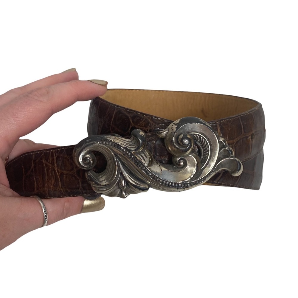 Brighton Brown Belt with Silver Hardwear Small